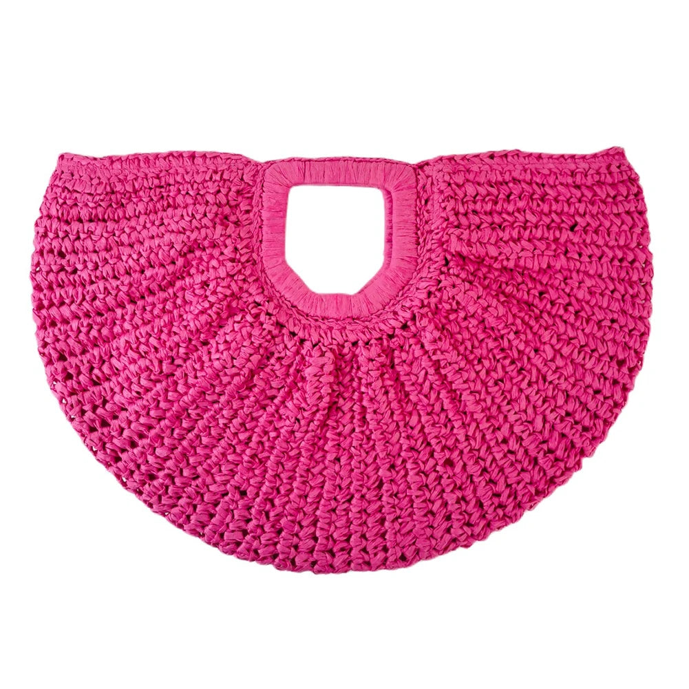 Straw Beach Women Handbag Handmade Woven Boho Vintage Summer Shoulder Top-Handle Bag Large Capacity Lady Vacation Casual Tote