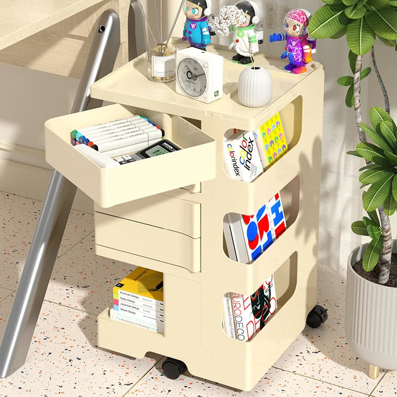 Storage cabinet Living room Bedroom Multifunctional rotatable cream wind bedside table trolley snacks cosmetics rack