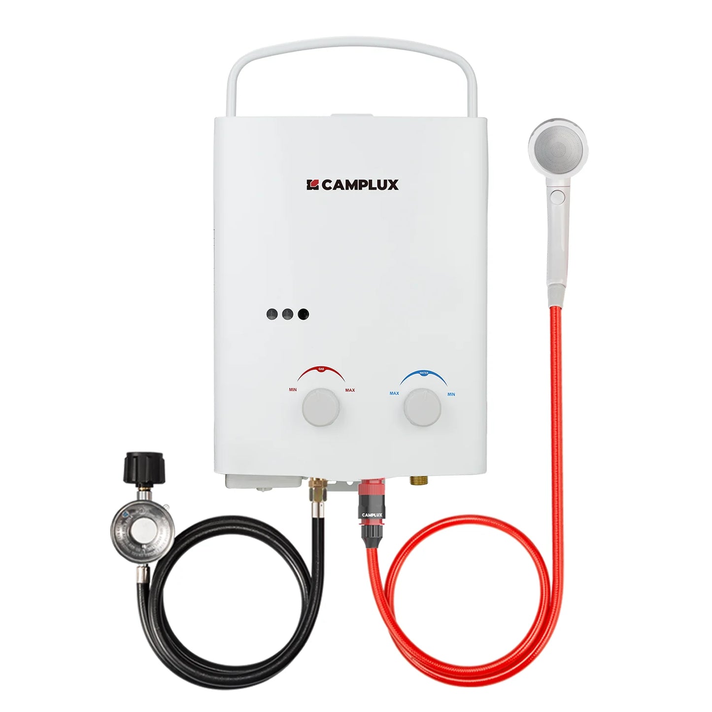 CAMPLUX Tankless Water Heater Outdoor 1.32 GPM Portable Propane Camping Water Heater 5L AY132 White