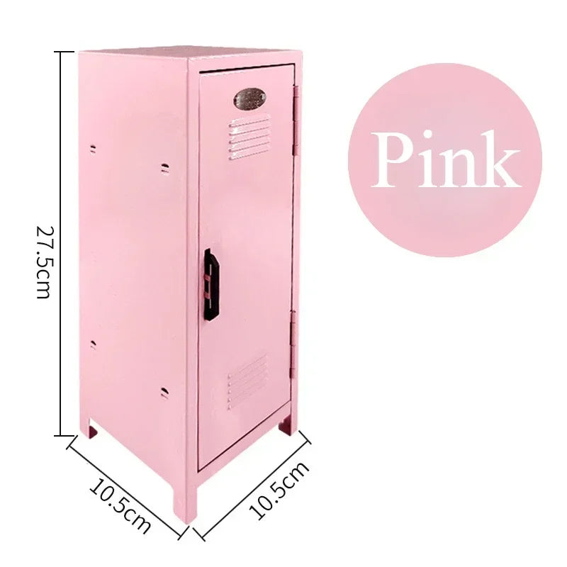 Iron Storage Box Dormitory Cosmetics Storage Cabinet Mini Safe Girls' Holiday Gifts Desktop Small Items Mini Storage Cabinet