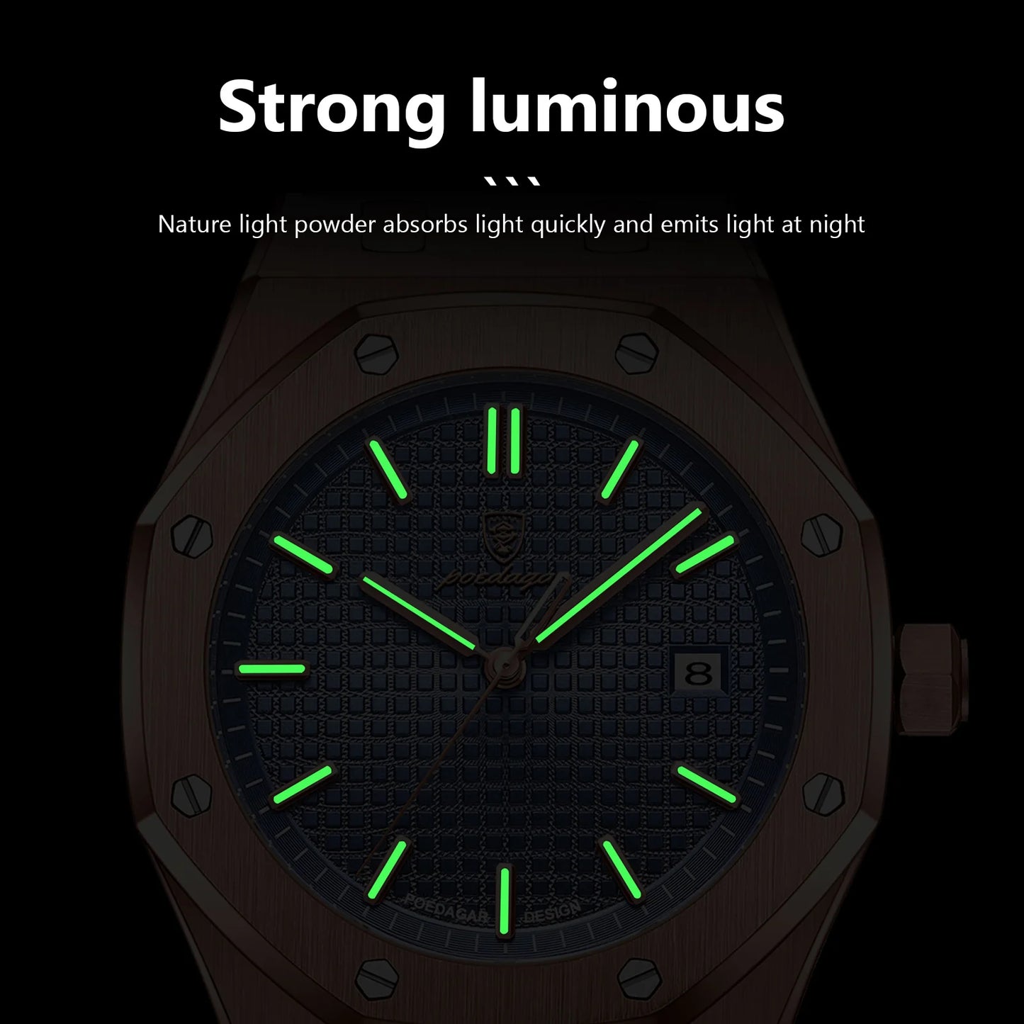 POEDAGAR Luxury Square Man Quartz Watch Waterproof Luminous Date Men's Watch High Quality Stainless Steel Business Men Watches