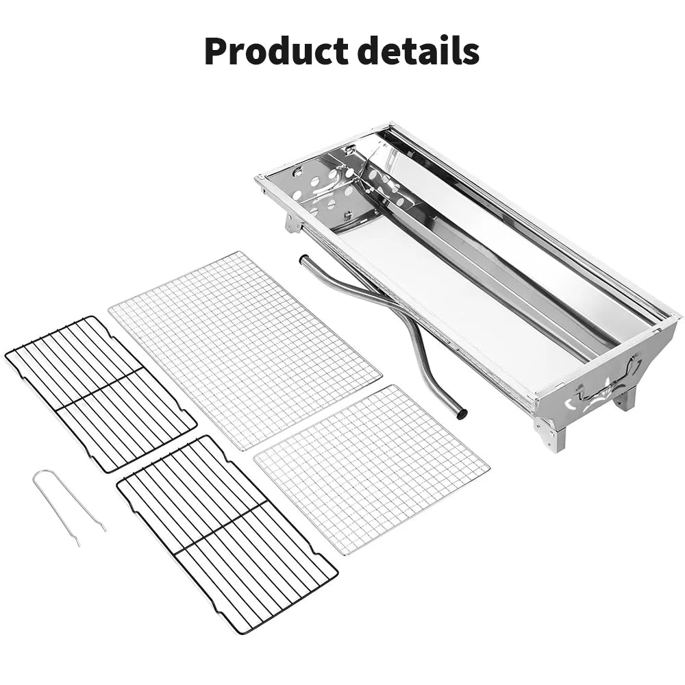 Portable Grill Folding Barbecue Outdoor Stainless Steel Stove Holder Camping Large Size Barbecue Tool Foldable BBQ Grill