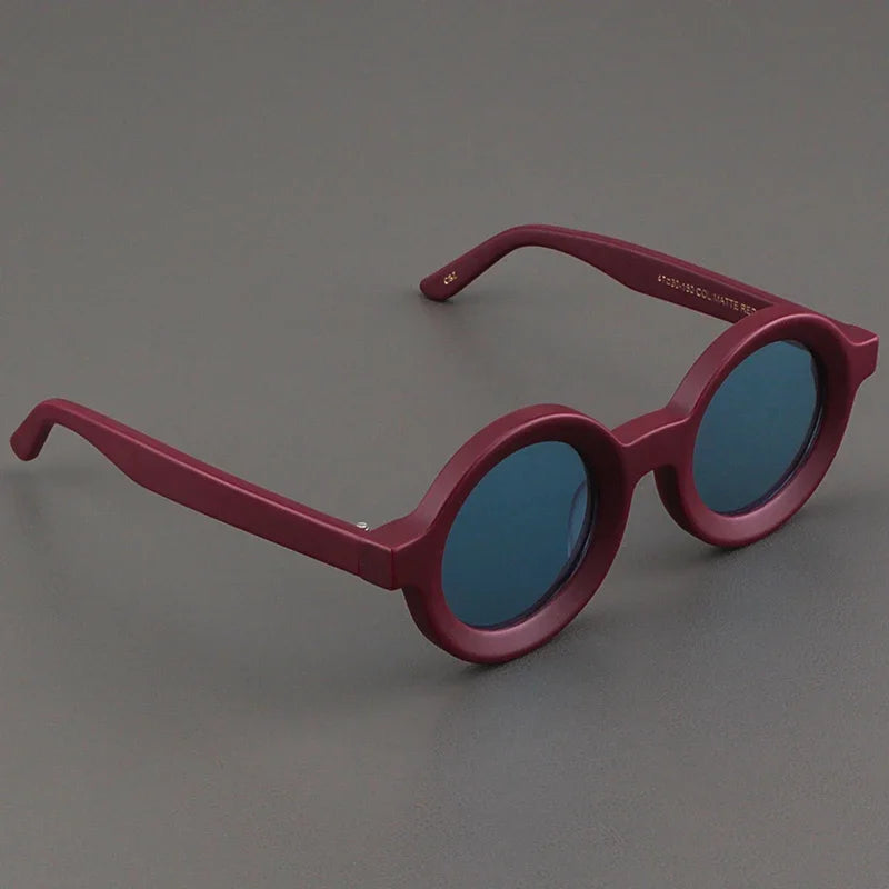 Luxury Sunglasses for Women Round Coarse Frame Frosted Matte Gray Pink Lenses Outdoor Handmade UV400 Men Polarized SUN GLASSES