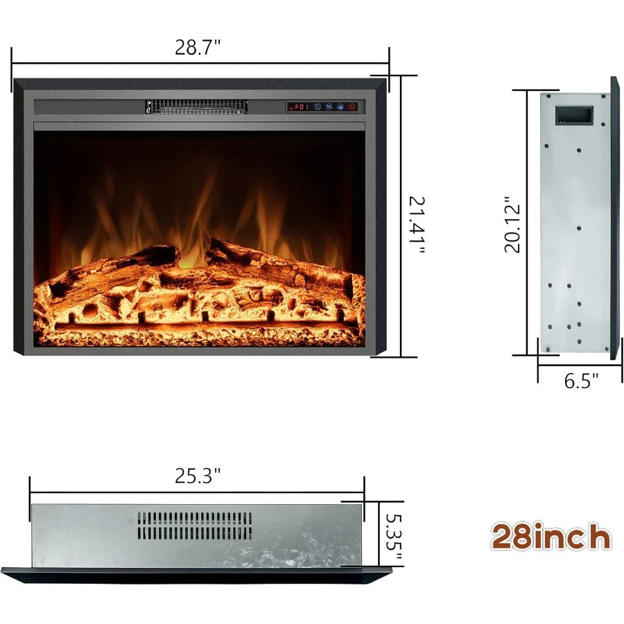 Electric Fireplace 28 Electric Fireplace Inserts for Living Room Wall Mount Recessed Fireplace Heater with Remote Control Adjus