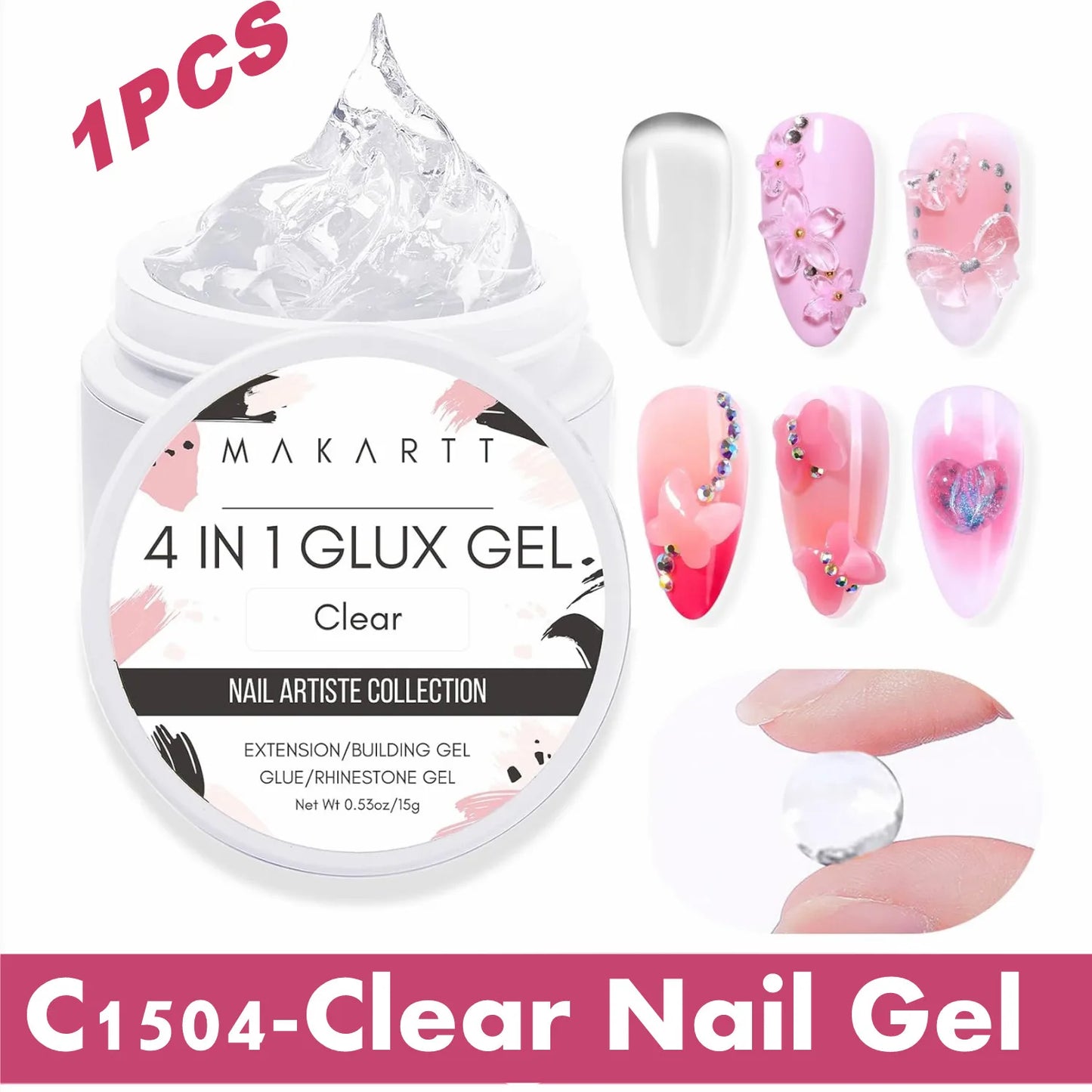 Makartt Solid Gel Builder Kit for 3D Scupting DIY-15ML 4 in 1 Nail Extension Gel, Silicone Molds, Sculpting Brush,UV Gel Glue