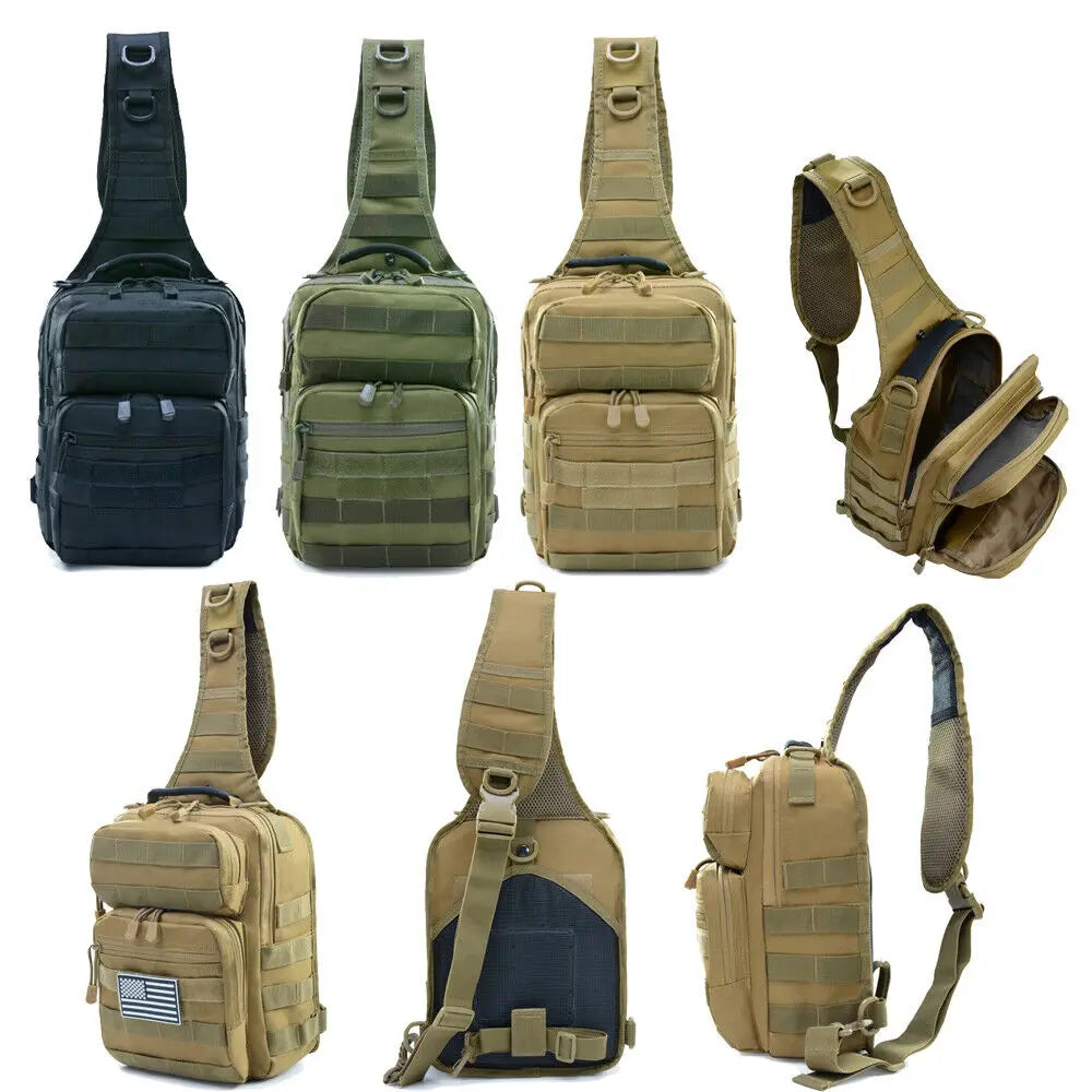 Tactical Shoulder Sling Bag Military Molle Men's Backpack EDC Molle Chest Pack Sling Bag for Fishing Hiking Camping