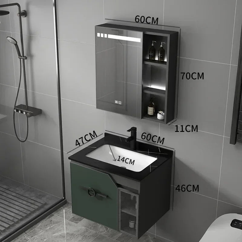 Bathroom Dressing Table and Sink Combination, Rock Plate Integrated Washbasin, Smart Mirror Cabinet, Toilet Furniture