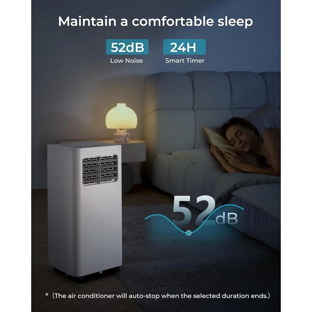 3-in-1 portable cooling air conditioner with dehumidifier, fan, sleep mode, remote control and 24-hour timer