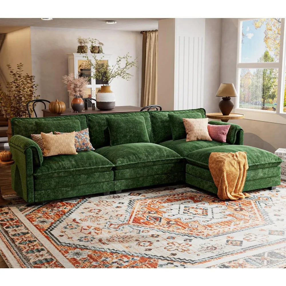 113" Modular Sectional Sofa, Comfy Cloud Couch, L Shaped Deep Seat Sofa Couches for Living Room, 4-Seater Modern Sofa with Mova