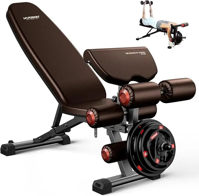 Adjustable Weight Bench with Leg Extension and Preacher Pad, Workout Bench Press for Home Gym Strength Training