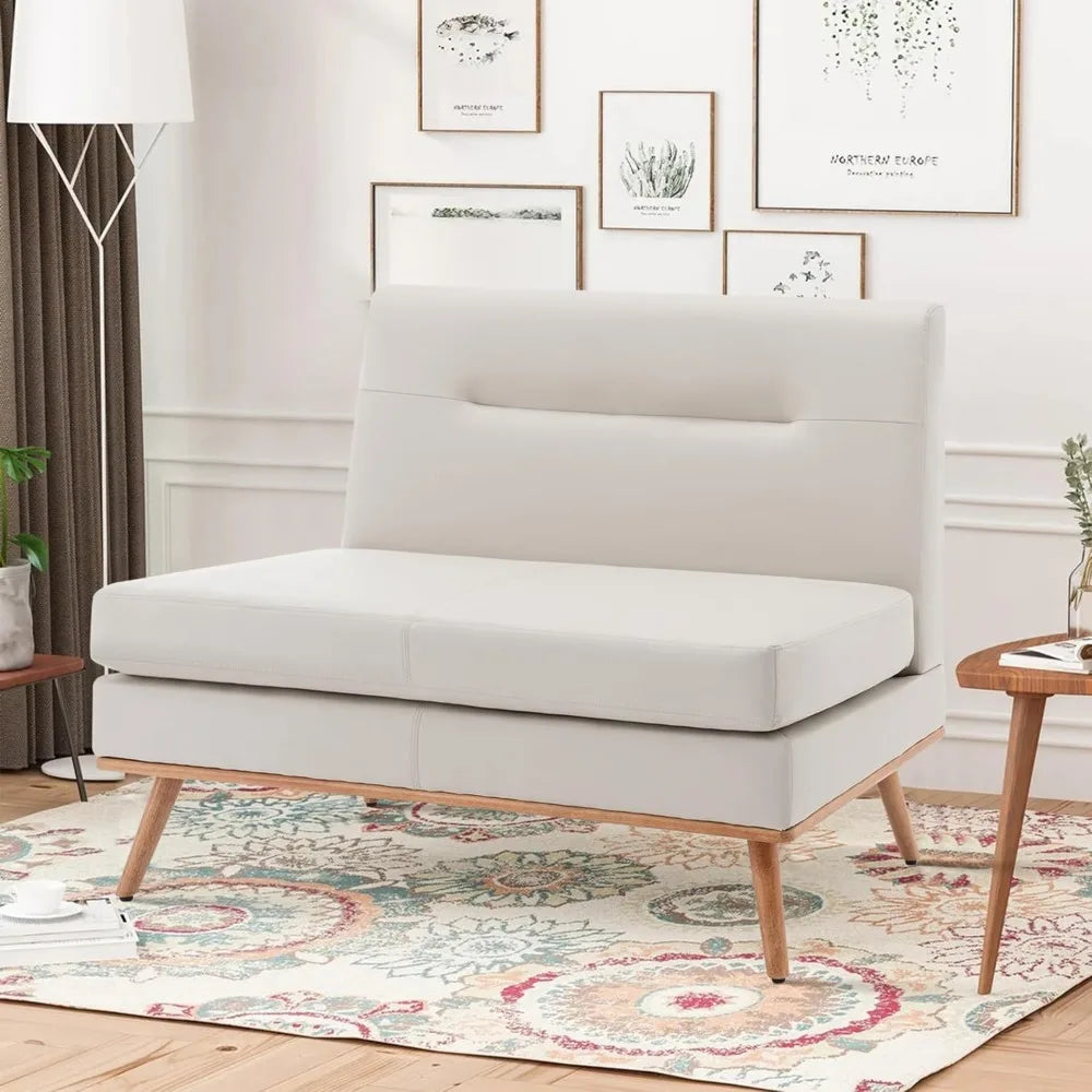 Upholstered Settee Bench with Back Small Loveseat Sofa Faux Leather Dining Bench Banquette Seating for Kitchen Dining