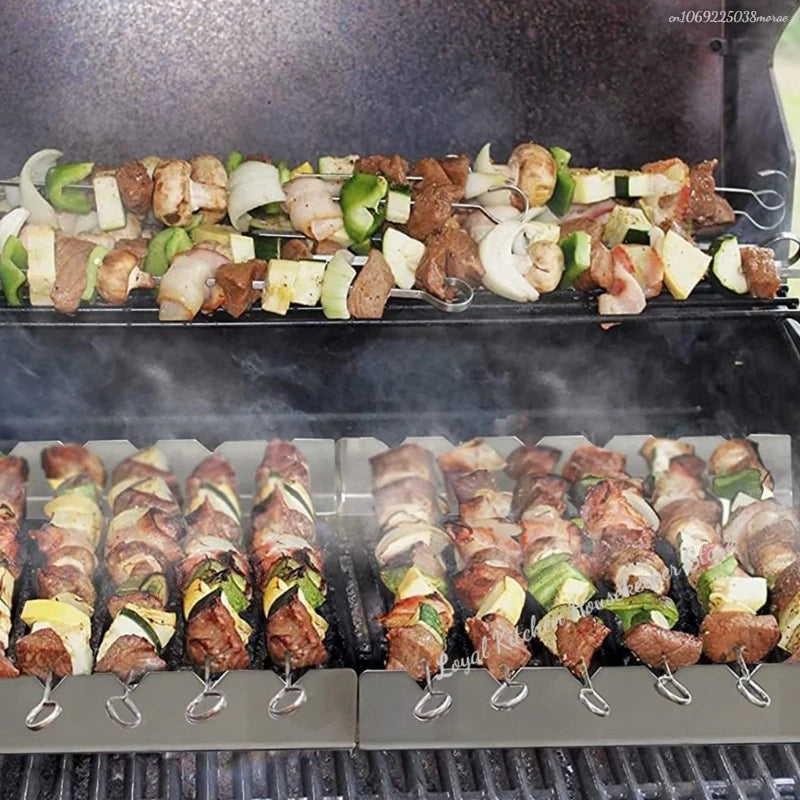 2pcs Kebab Rack Kebab Stands Skewer Holders Universal Suitable for Barbecue For Kitchen Patio Home Outdoor Camping BBQ Tools New
