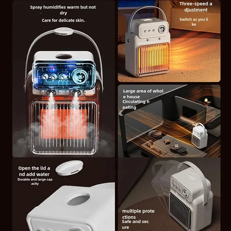 2 in 1 Desktop Electric Heater Humidifier Spray heating Fan Heater Air Humidifier Heating Warm Blower Radiator Home Office