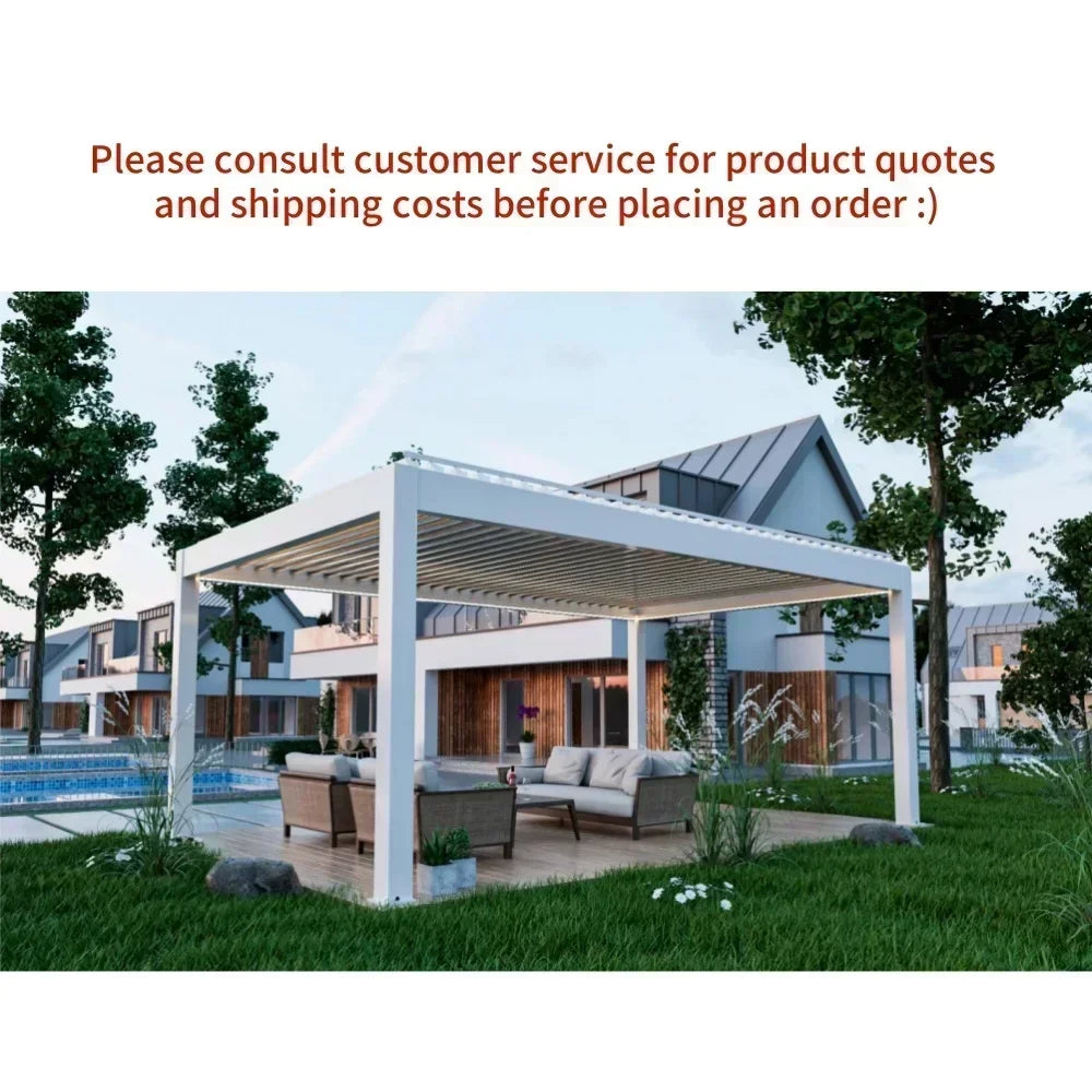 Modern Bioclimatique Pergola Luxury Louvered Aluminium Gazebo Square Tube Rain-Proof Motorized Louver Roof Patio Outdoor Pergola