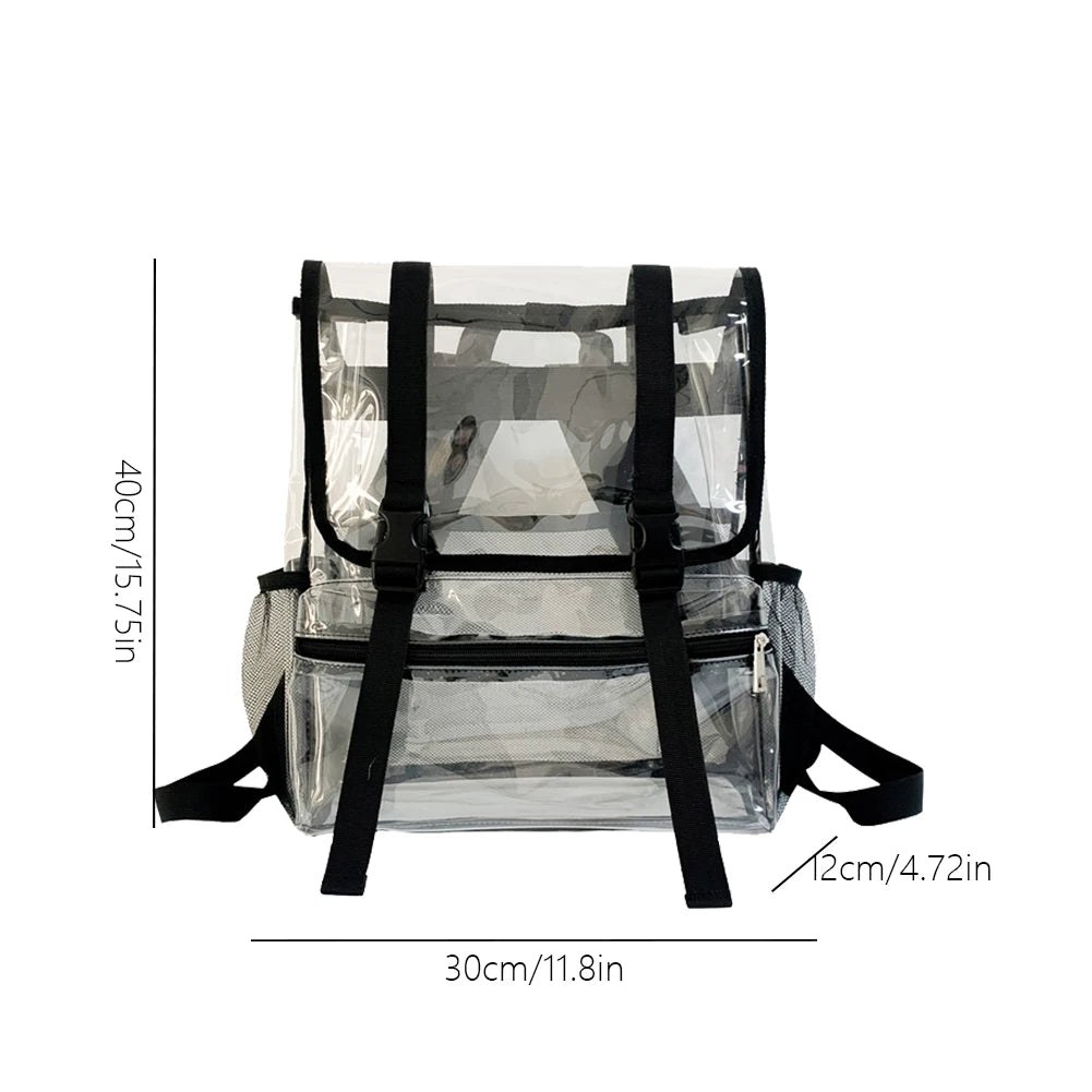 Transparent PVC Laptop Backpack Waterproof Casual Book Bags Large Capacity Simple Portable See Through Solid Clear for Women Men