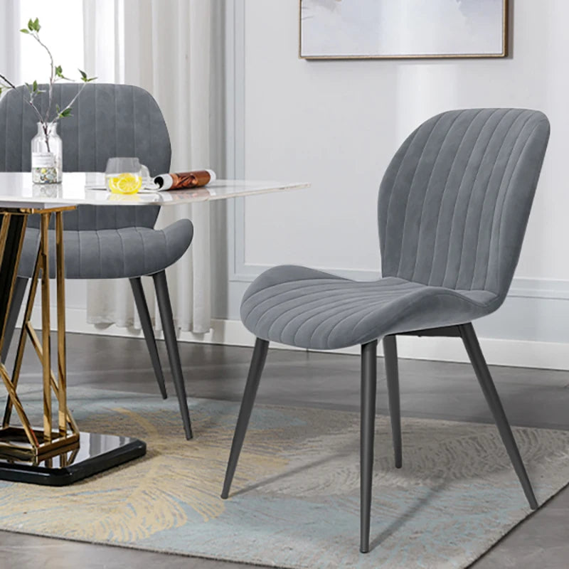 Dining Chair Set of 2, Upholstered Dining Room Chairs, Mid-Century Modern Armless Back Chair with Velvet Soft Seat Metal Legs,