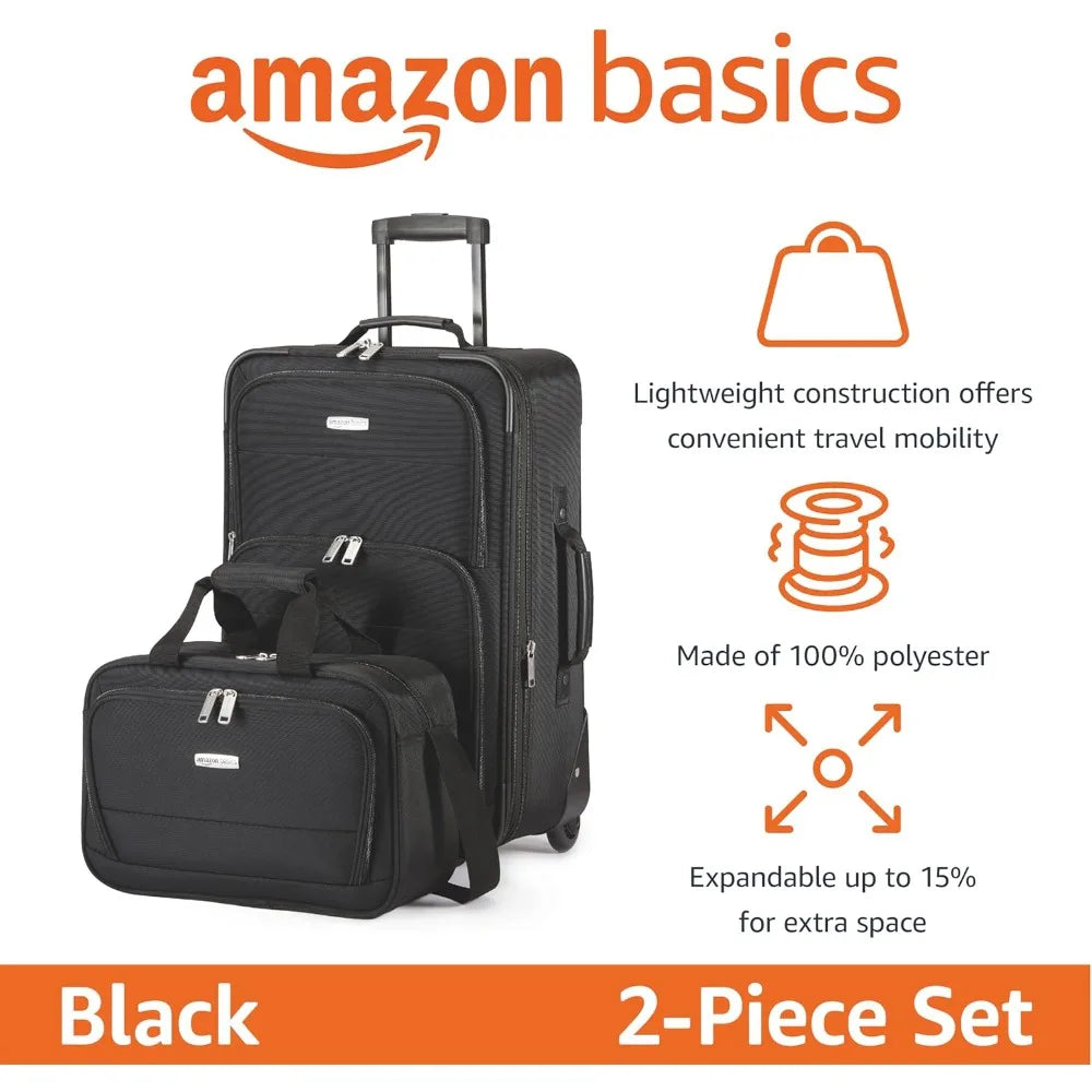 Luggage Sets, One 23-Inch Carry On Softside Suitcase and One 15-Inch Tote Bag, Suitcase With Wheels, Expandable Extra Space
