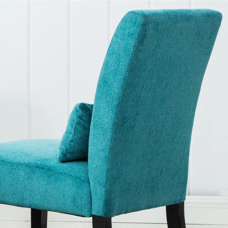 Pisano Teal Fabric Armless Contemporary Accent Chair with Kidney Pillow