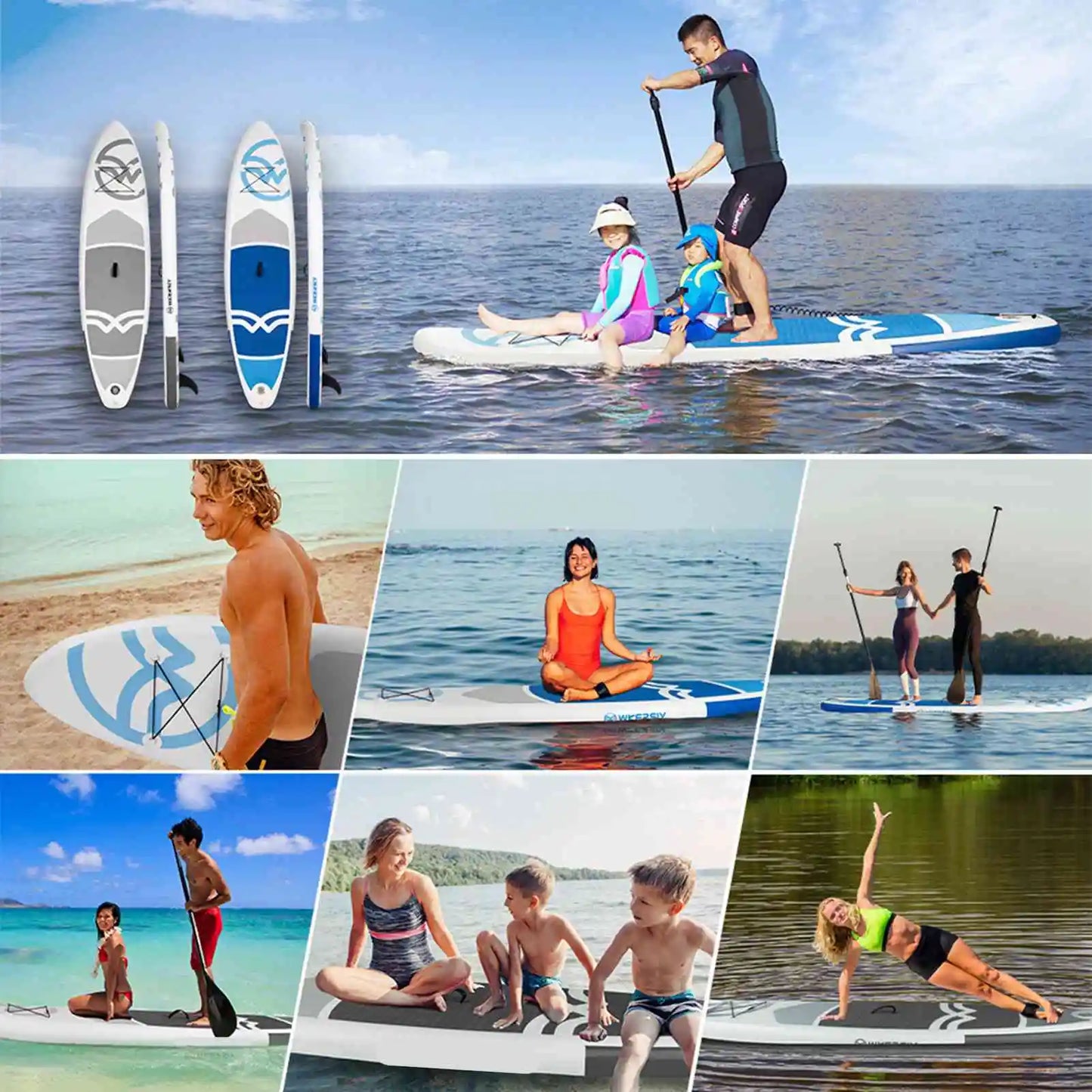 Inflatable Stand Up Paddle Board Non-Slip for All Skill Levels Surf Board with Air Pump Carry Bag Leash Standing Boat for Youth