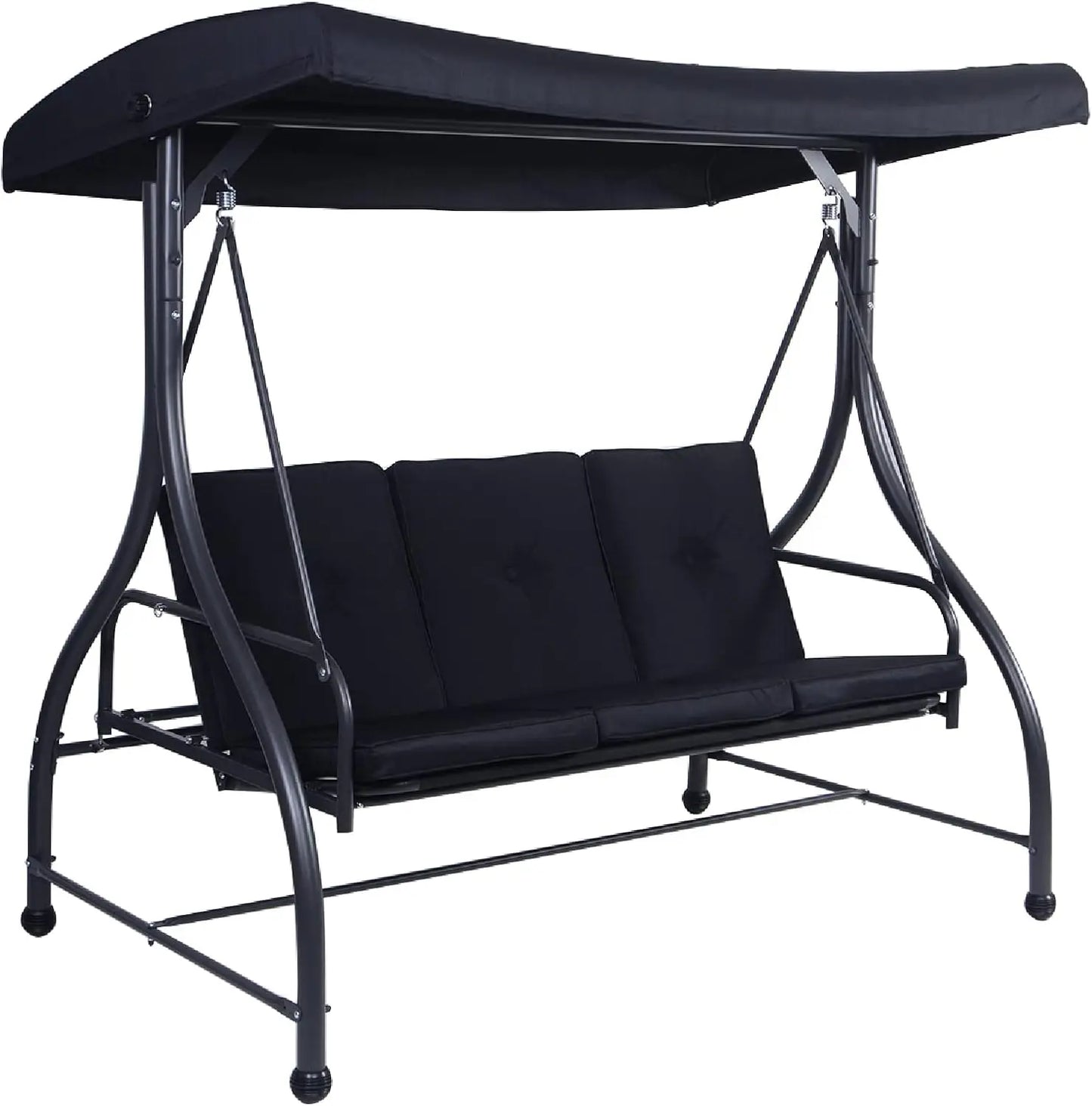 Garden Swing Chair, with Adjustable Canopy and Cushions, Outdoor Patio Hammock Convertible Bench, Patio Swing Bench