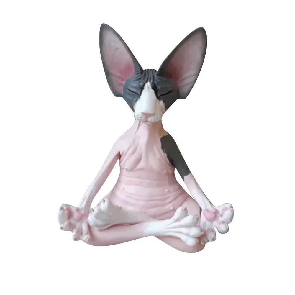 Meditation Yoga Happy Cat Whimsical Buddha Sphinx Figurine Art Decor Sculpture Outdoor Garden Statue Home Decoration Crafts