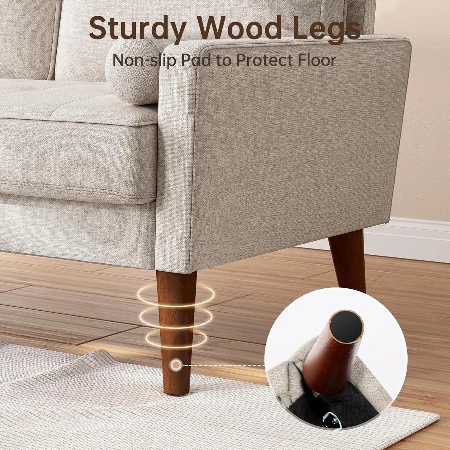 Loveseat Sofa, 48 Inch Small Sofa Couch for Bedroom and Living Room, Removable Sofa Cover Spring Cushions and Solid Wood Frame