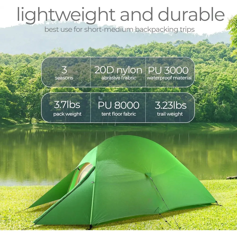 Tent Outdoor Camping, Lightweight Backpack Tent - Easy To Install, with Waterproof, Windproof, Hunting and Hiking Features