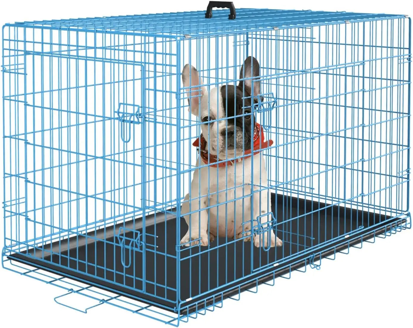 Large Dog Crate Kennel for Medium Large Dogs Metal Dog Cage Double-Door Folding Travel Indoor Outdoor Puppy Playpen