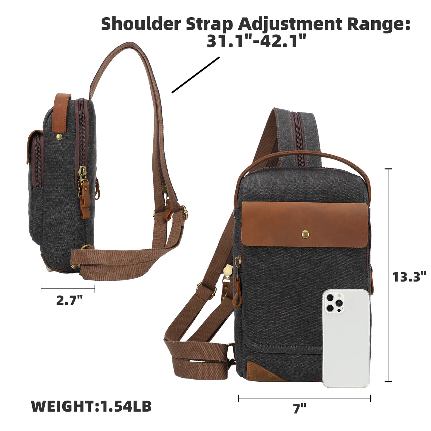 KL928 Canvas Sling Bag Crossbody Backpack Sling Backpack Shoulder Bag Casual Daypacks for Men Women