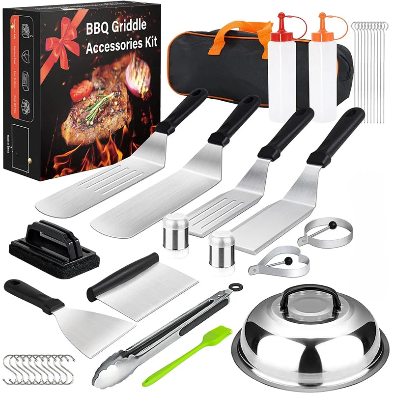 42PCS Stainless Steel Barbecue Tools Teppanyaki Accessories Set for Outdoor Travel Camping Barbecue Teppanyaki Kitchen Tools