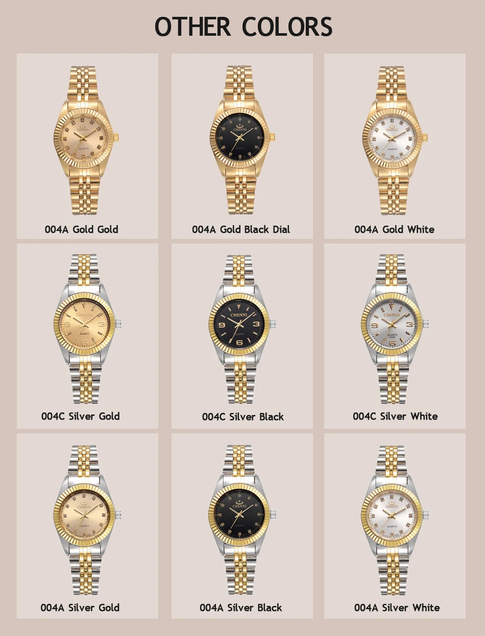 CHENXI Women Golden & Silver Classic Quartz Watch Female Elegant Clock Luxury Gift Watches Ladies Waterproof Wristwatch
