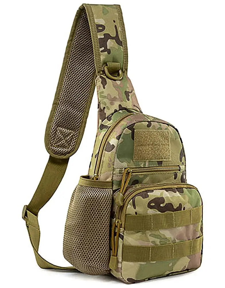 Men‘’s Backpack Molle Tactical Sling Chest Bag Travel Crossbody Bag Pack Messenger Sling Shoulder Bag Water Bottle Holder Bag