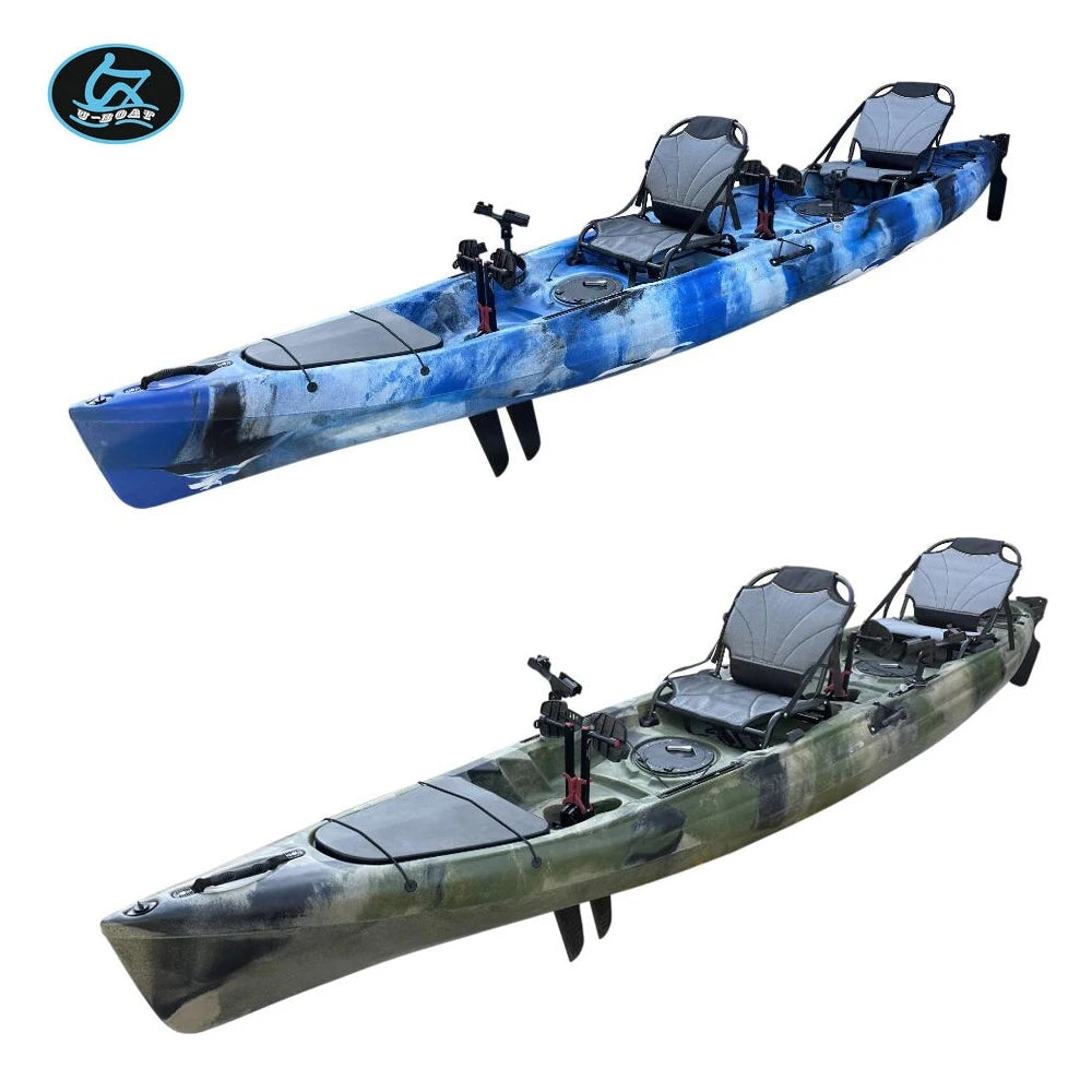 U-boat Hot Sale tandem Kayak 2 Person Pedal Drive Plastic Canoe Rowing Boat for Sale
