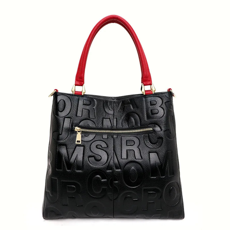 Aidrani Fashionable women's handbag, made of high-quality cowhide, large capacity, printed with letter patterns