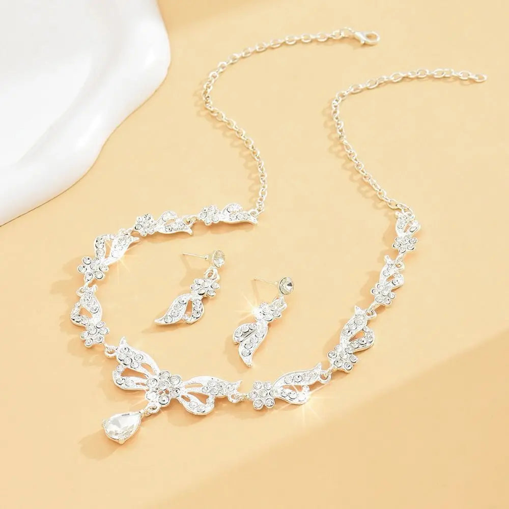 Brida Crystal Rhinestone Jewelry Set Shining Exquisite Necklace Luxury Diamond Earrings Banquet