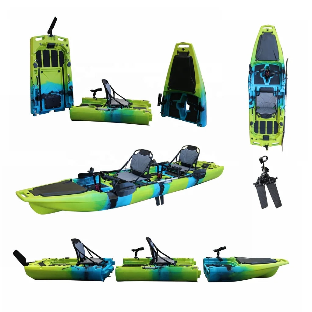 Vicking Detachable 3 Section 4.2 Meter 2 Person Tandem Pedal Fishing Kayak with Drive Supports Custom Colors and Logos