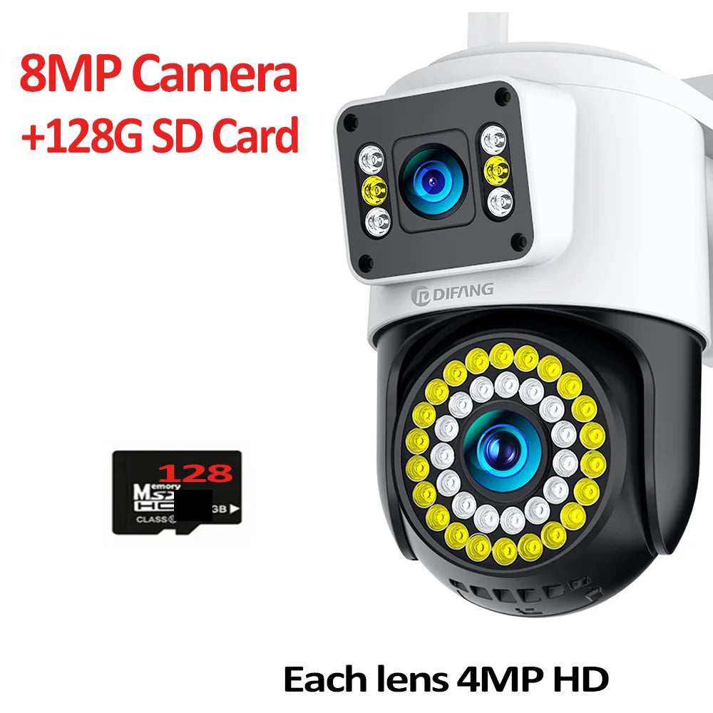 Smart Home WiFi Camera 6K Three Screen Security Camera Outdoor Security Protection Auto Tracking Camara 4K Yoosee CCTV Camera