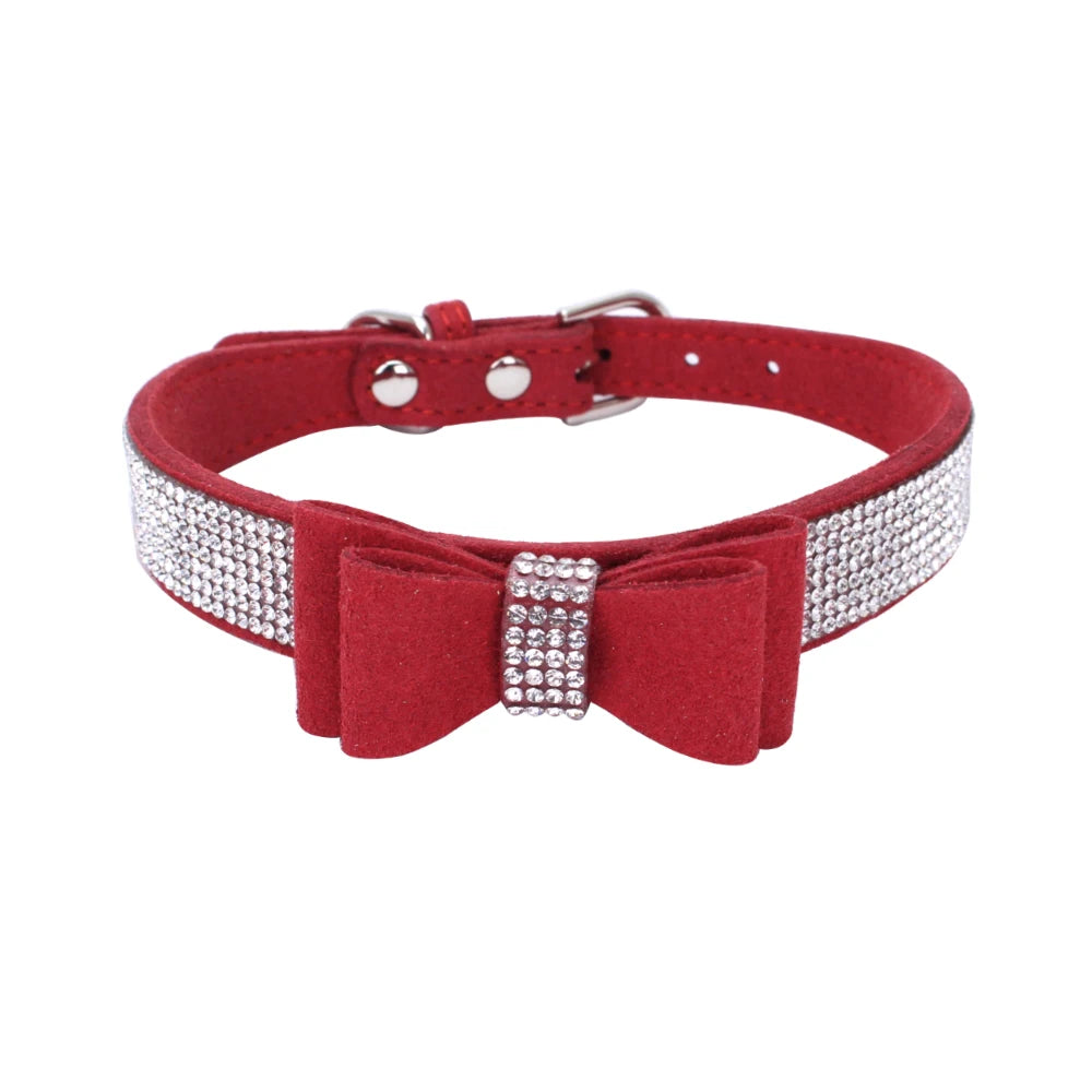 Pet Dog Velvet Leather Collar Leash With Rhinestone Bling Blink Butterfly Fashion Pet Leash Accessories Blind Drop Shipping