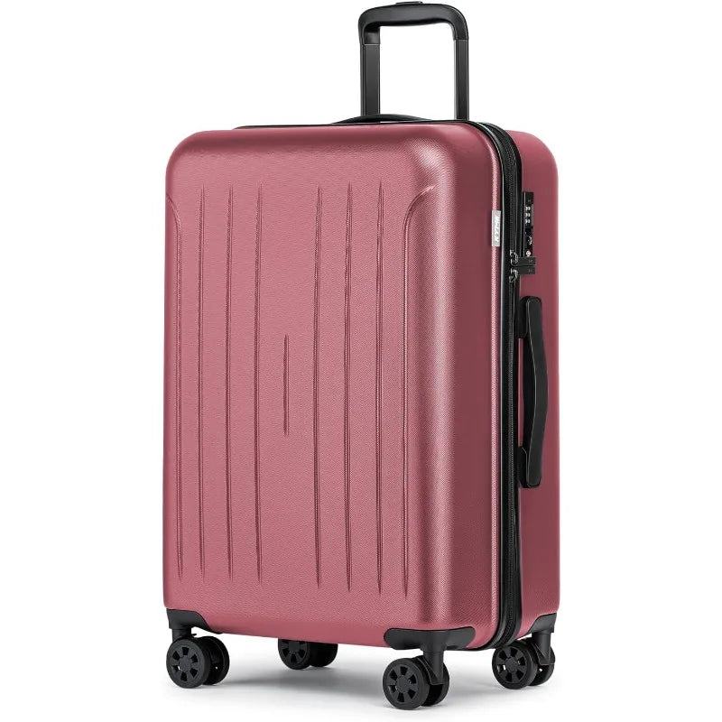 Pink Carry On Luggage 22x14x9 Airline Approved, 20 Inch Hardside Suitcases With Wheels, Hard Shell Suitcase With TSA Lock