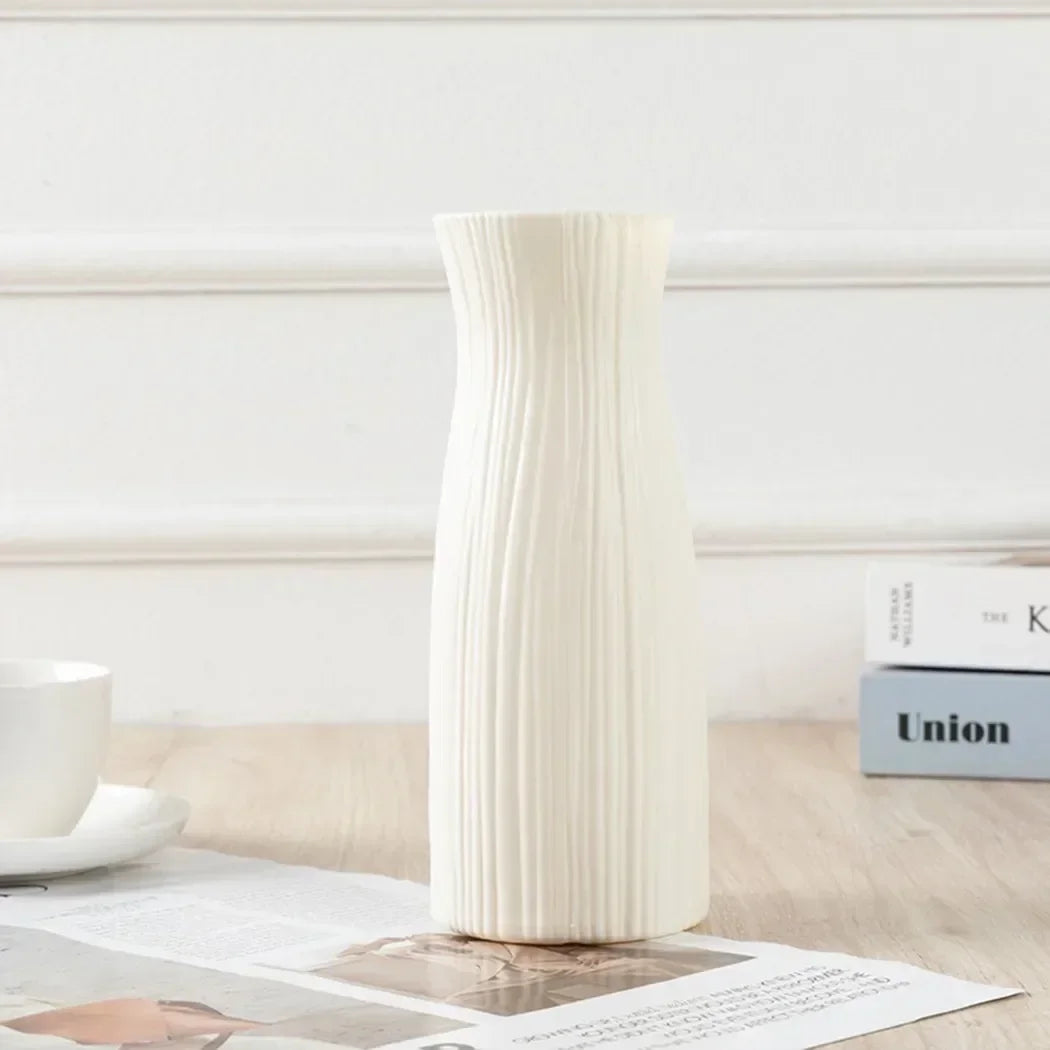 Plastic Flower Vase White Pink Imitation Ceramic Flower Improve Your Home Office And Wedding Environment Basket Vase