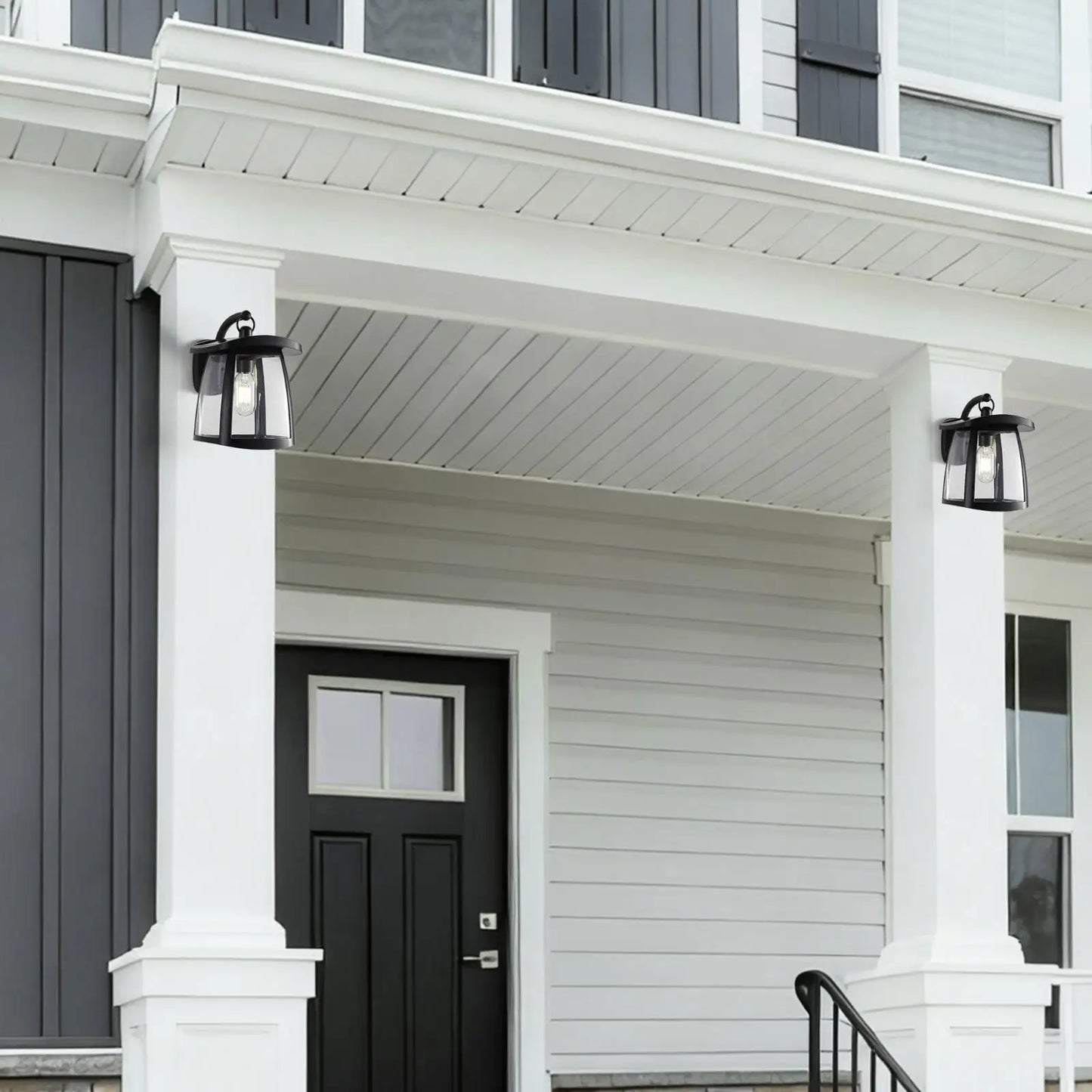 Solar Powered Outdoor Wall Lantern Waterproof Hanging Lighting Lamp 4 Modes for Yard Landscape Pathway