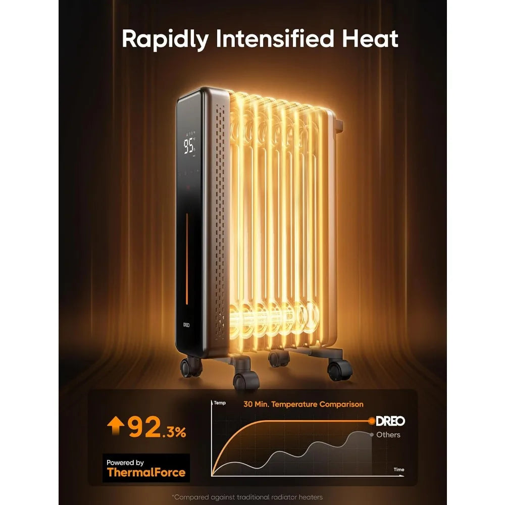 Radiator Heater, Portable,Oil Filled,Remote Control, 4 Modes, Overheat & Tip-Over Protection,24h Timer,Quiet,Anti-scald Handle