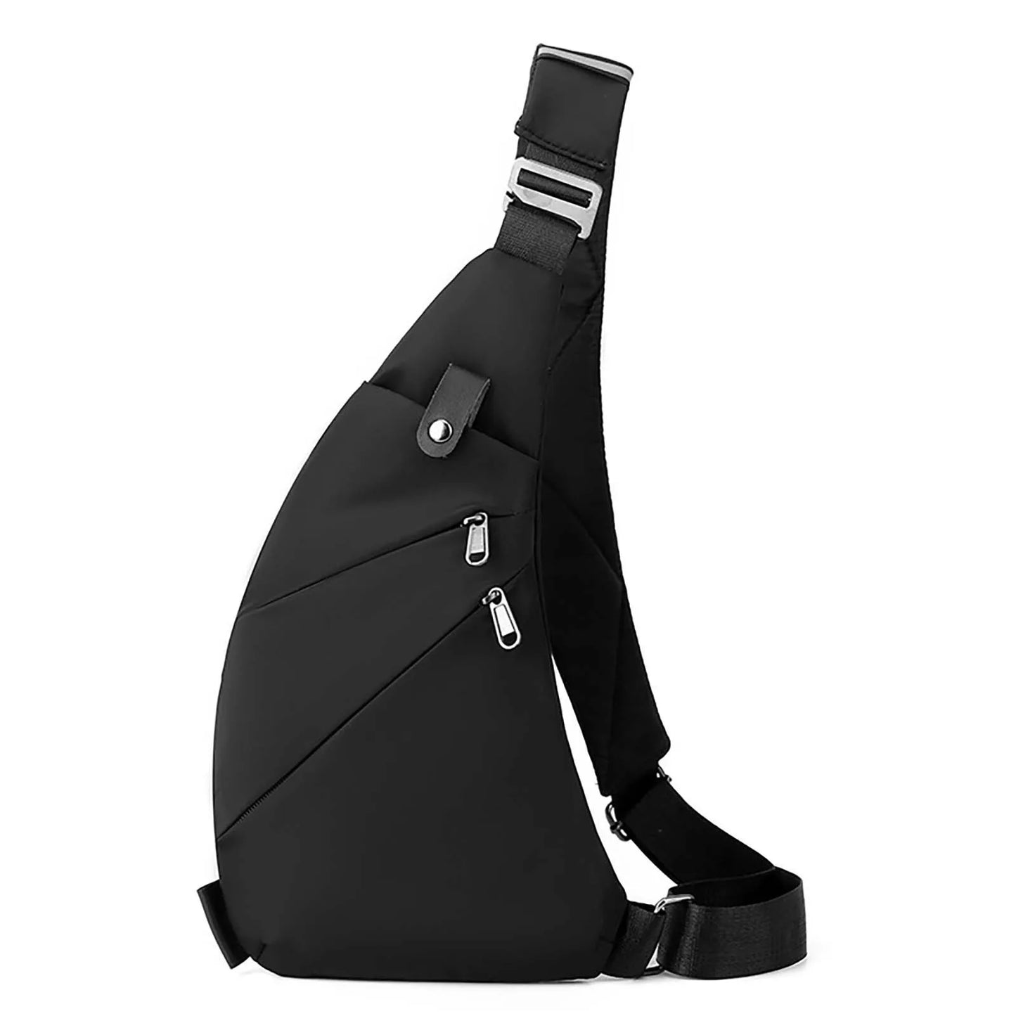 Versatile Men's Outdoor Chest Bag with Crescent Shape & Adjustable Slanted Shoulder Strap, Durable Nylon Design for Travel
