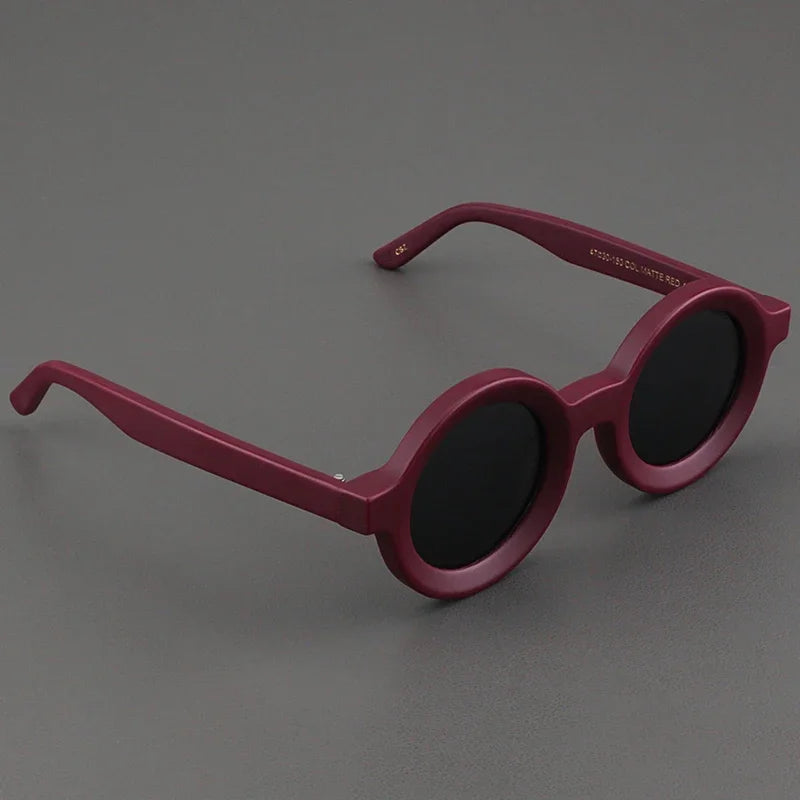 Luxury Sunglasses for Women Round Coarse Frame Frosted Matte Gray Pink Lenses Outdoor Handmade UV400 Men Polarized SUN GLASSES