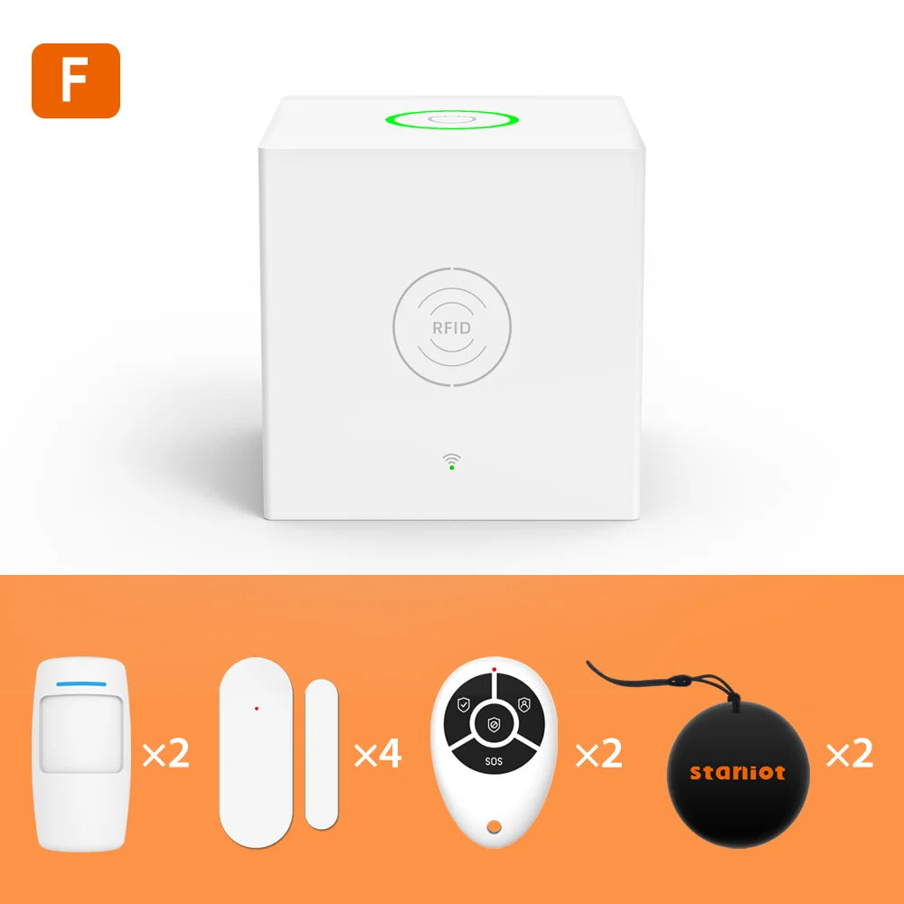 Staniot Tuya Smart Wireless WiFi Home Security Alarm System Built-in Siren Alexa Mobile APP Control With 18 Doorbell Ringtones