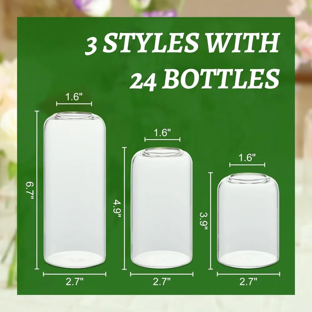 Glass Bud Vases Set of 24,Clear Flower Vase for Centerpieces, Small Vases for Flowers,Decor Centerpiece, Decorative Vase