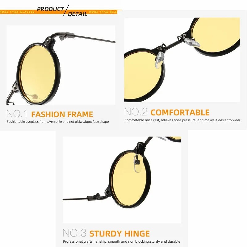 Round Sunglasses For Men Women Retro Steampunk Sun Glasses Male Female Brand Designer Metal Frame Eyewear Shades Oculos De Sol