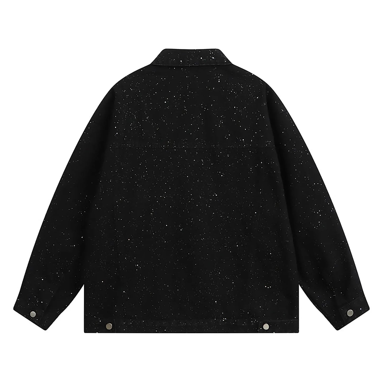 Men‘S Denim Jacket Cowboy Retro Cotton Denim Coat Spring Loose Fit Jeans Jacket Outerwear Starry Sky Vintage Couple Denim Jacket