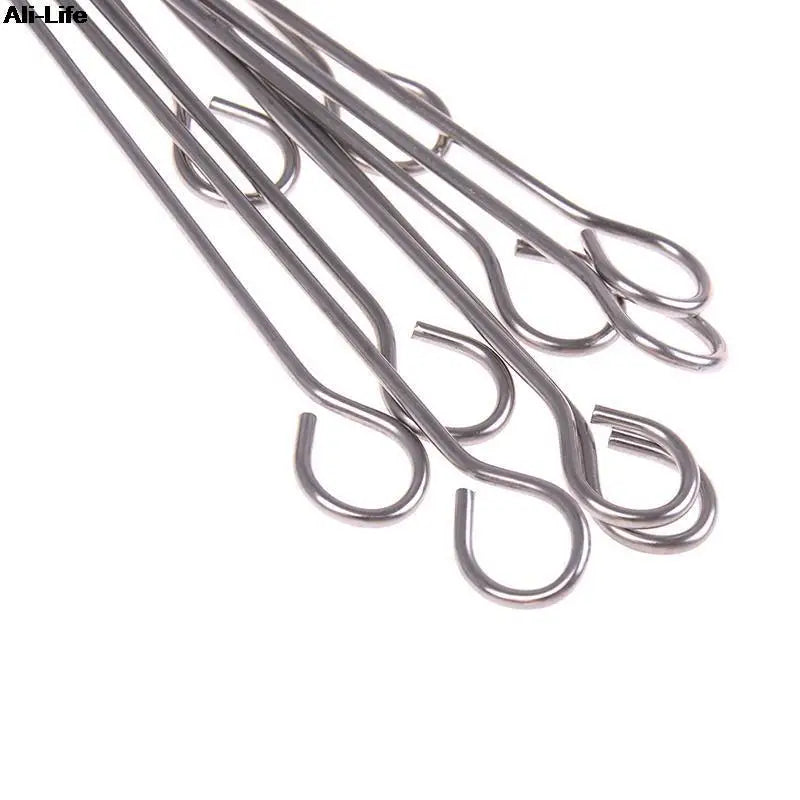 10pcs Outdoor Camping Picnic Meat Goose Round Roast Skewers Stick Stainless Steel BBQ Needle Barbeque Skewers Kitchen Utensils