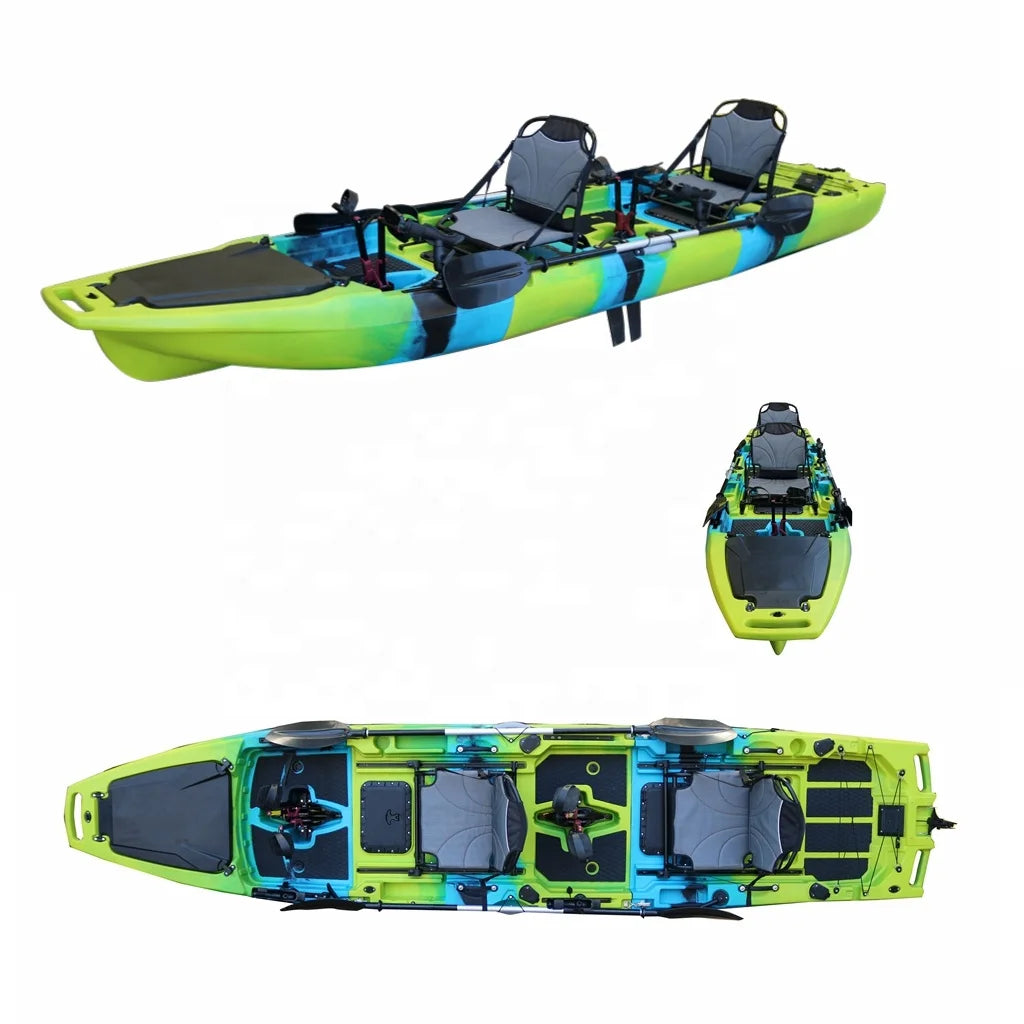 Vicking Detachable 3 Section 4.2 Meter 2 Person Tandem Pedal Fishing Kayak with Drive Supports Custom Colors and Logos